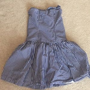 Girls navy blue and white Strapless dress.